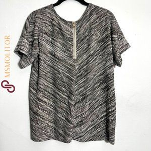 Women's M Gray Patterned Light Quarter-Zip Top